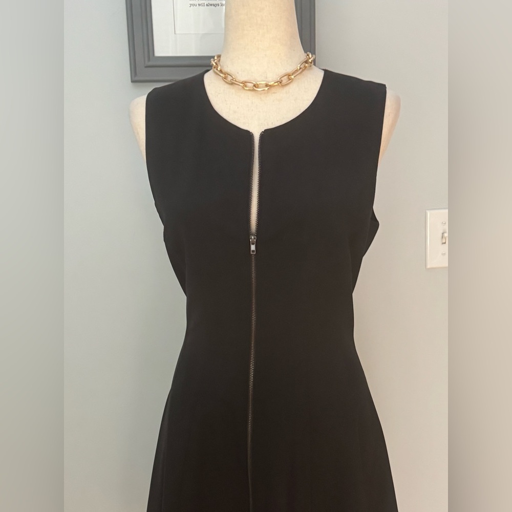 Theory Black Bonbi Zipper Front Fit and Flare Mini Dress - Picture 5 of 12
